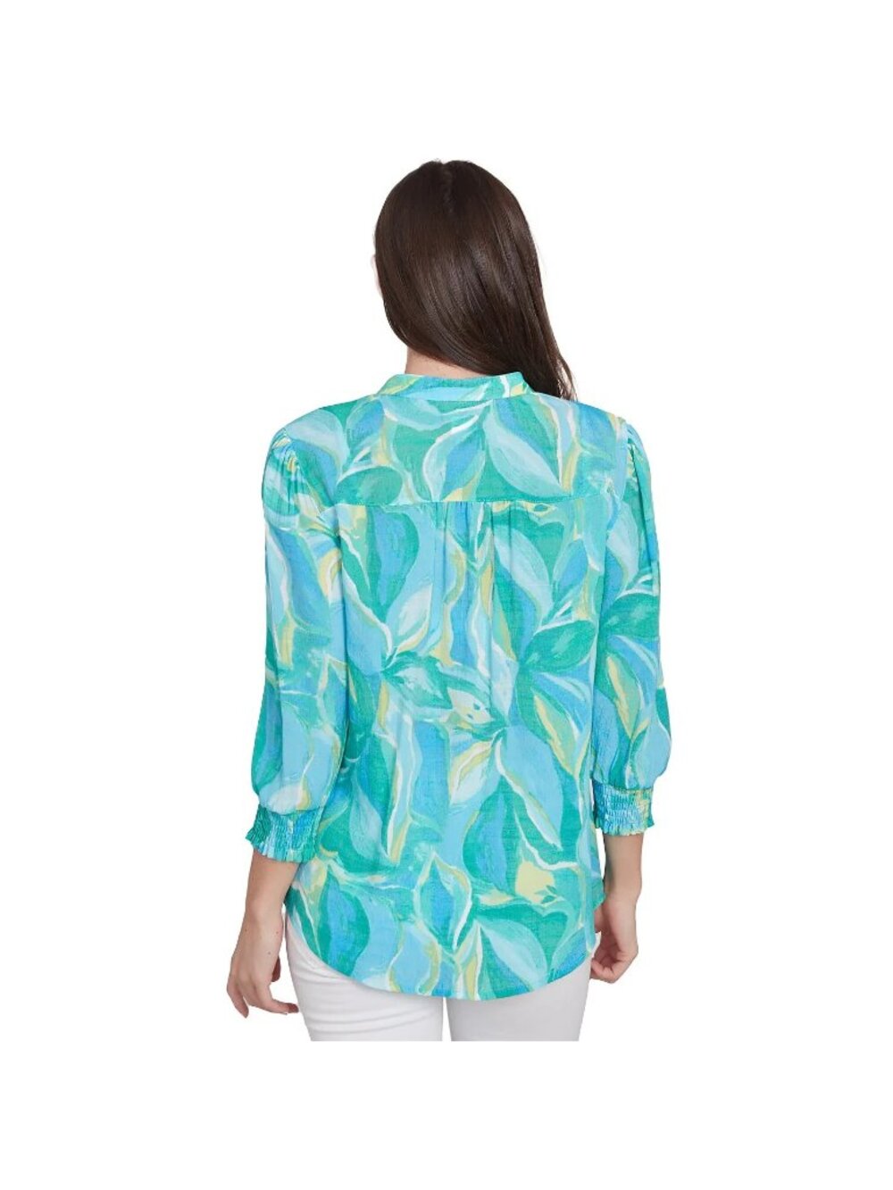 Ruby Rd. Plus Size 1X Abstract Ocean Blouse Button Top Green Blue MSRP $64 - Picture 5 of 5